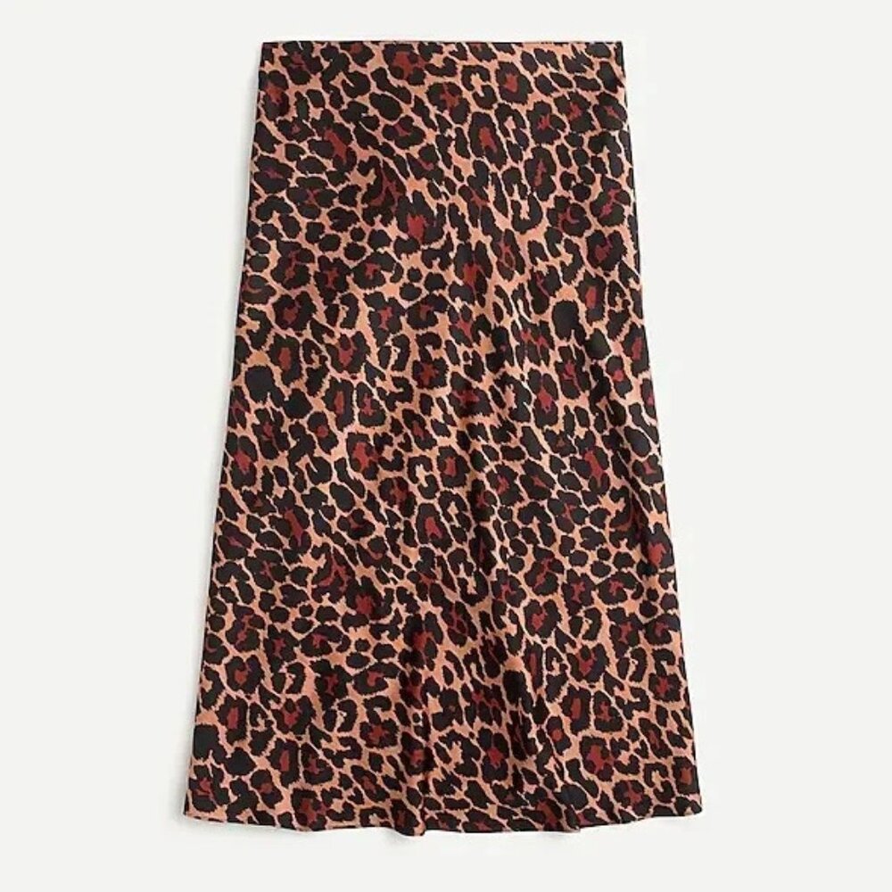J Crew Marco Leopard Print Slip On Skirt Medium M
